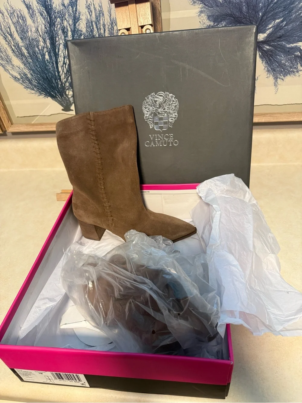 Vince Camuto Brown Suede Pointed-Toe Ankle Boots